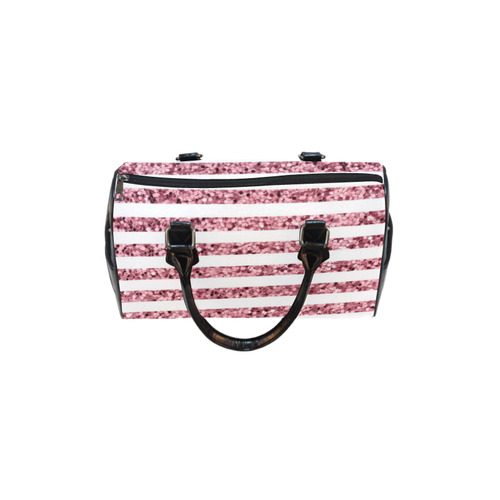 Pink Glitter Sparkle Stripes Boston Handbag (Model 1621)