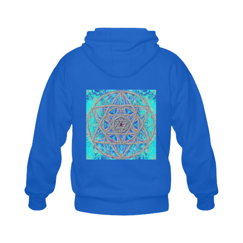 protection in blue harmony blue Gildan Full Zip Hooded Sweatshirt (Model H02)