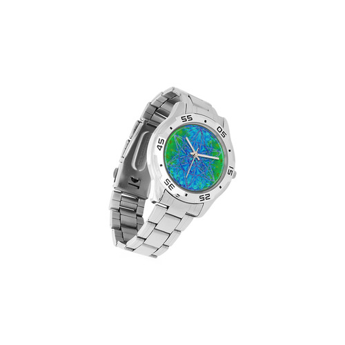 protection in nature colors-teal, blue and green Men's Stainless Steel Analog Watch(Model 108)