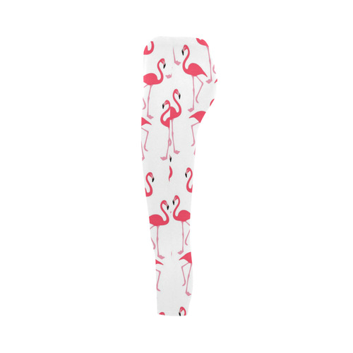 Flamingos on White background Capri Legging (Model L02)