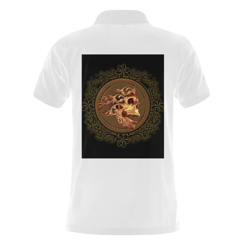 Amazing skull with floral elements Men's Polo Shirt (Model T24)