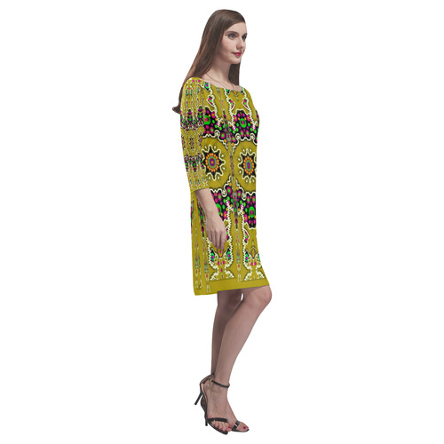 Rainbow and stars coming down in calm  peace Rhea Loose Round Neck Dress(Model D22)