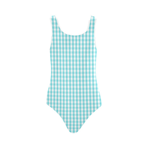 blue gingham one piece swimsuit