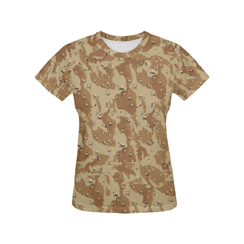 Desert Camouflage Military Pattern All Over Print T-Shirt for Women (USA Size) (Model T40)