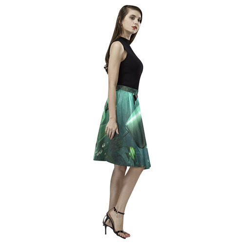 Awesome submarine with orca Melete Pleated Midi Skirt (Model D15)