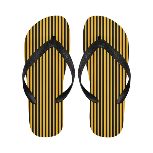 Black and Gold Stripes Flip Flops for Men/Women (Model 040)