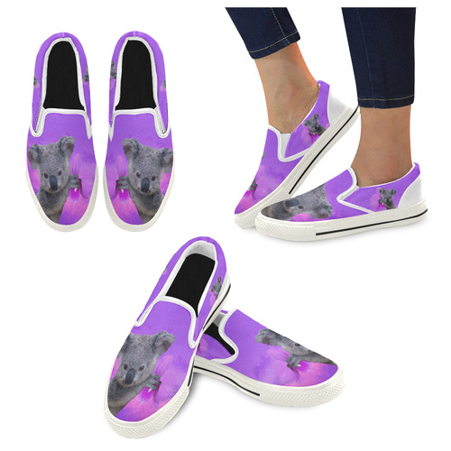 Koala and Orchid Slip-on Canvas Shoes for Kid (Model 019)