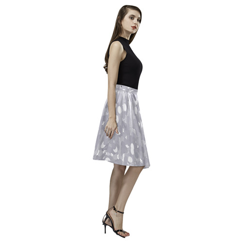 Lilac Gray Bubbles Melete Pleated Midi Skirt (Model D15)