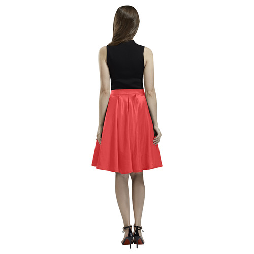 Fiery Red Melete Pleated Midi Skirt (Model D15)