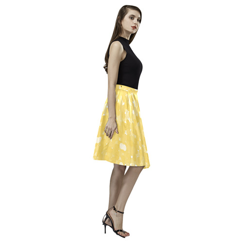 Primrose Yellow Bubbles Melete Pleated Midi Skirt (Model D15)