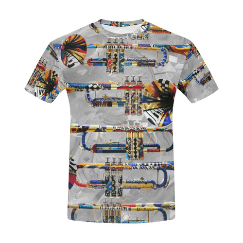 Men's Trumpet T Shirt Colorful by Juleez All Over Print T-Shirt for Men (USA Size) (Model T40)