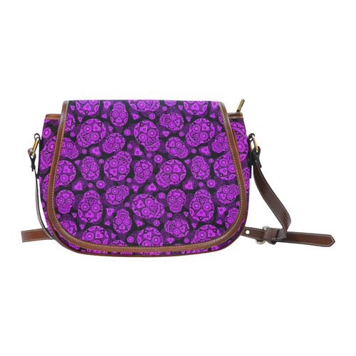 Sugar Skull Pattern - Purple Saddle Bag/Large (Model 1649)