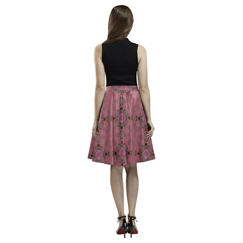 Rose Geometric Melete Pleated Midi Skirt (Model D15)