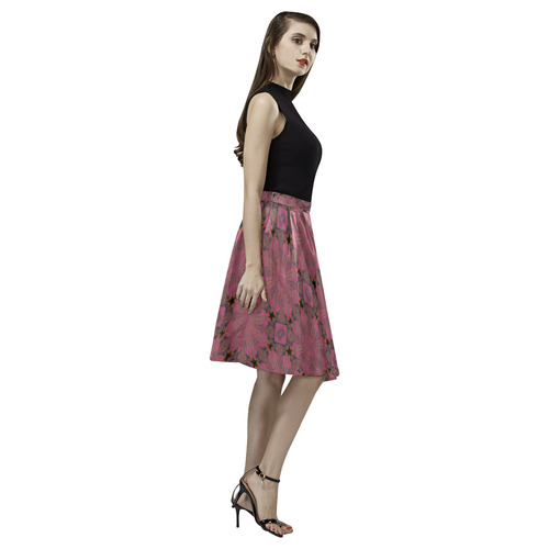 Rose Geometric Melete Pleated Midi Skirt (Model D15)