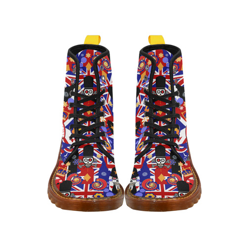 Men's Print Leather Boot UK Flag Brit Sugar Skull Martin Boots For Men Model 1203H