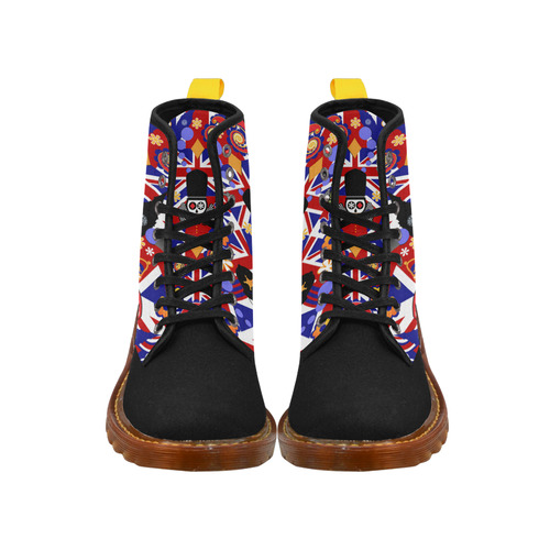 UK Flag Brit Sugar Skull Heart Print Boots Martin Boots For Women Model 1203H