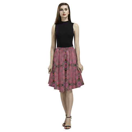 Rose Geometric Melete Pleated Midi Skirt (Model D15)