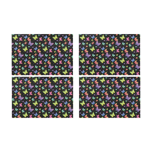 Colorful Butterflies Black Edition Placemat 12’’ x 18’’ (Four Pieces)