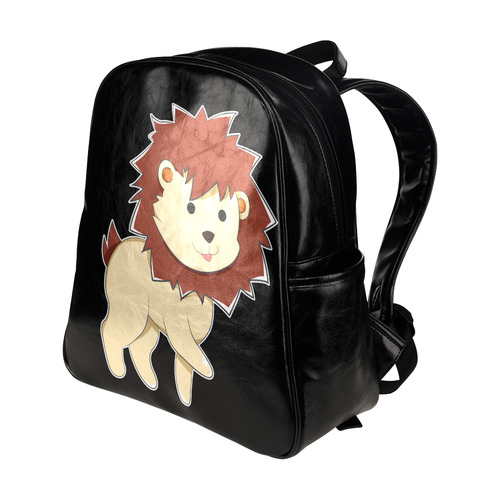 Happy Cartoon Baby Lion Multi-Pockets Backpack (Model 1636)