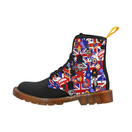 Men's Print Leather Boot UK London Flag Brit Sugar Skull Martin Boots For Men Model 1203H