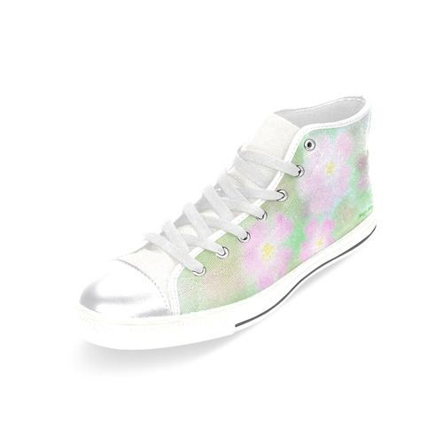 Pink Wild Roses. Inspired by the Magic Island of Gotland. Women's Classic High Top Canvas Shoes (Model 017)
