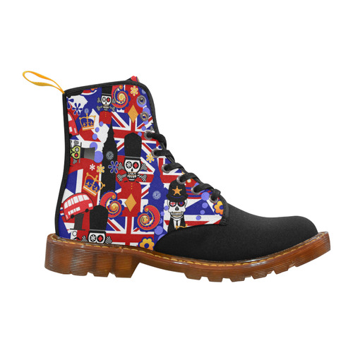 UK Flag Brit Sugar Skull Heart Print Boots Martin Boots For Women Model 1203H