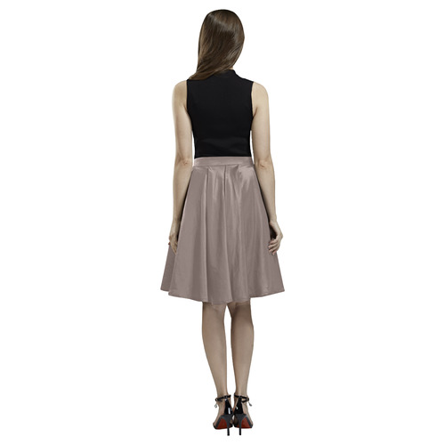 Deep Taupe Melete Pleated Midi Skirt (Model D15)