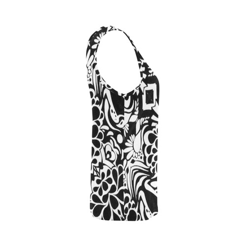 70s Wall Paper Black and White All Over Print Tank Top for Women (Model T43)
