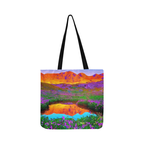 Sunset Landscape Purple Floral Red Mountains Reusable Shopping Bag Model 1660 (Two sides)