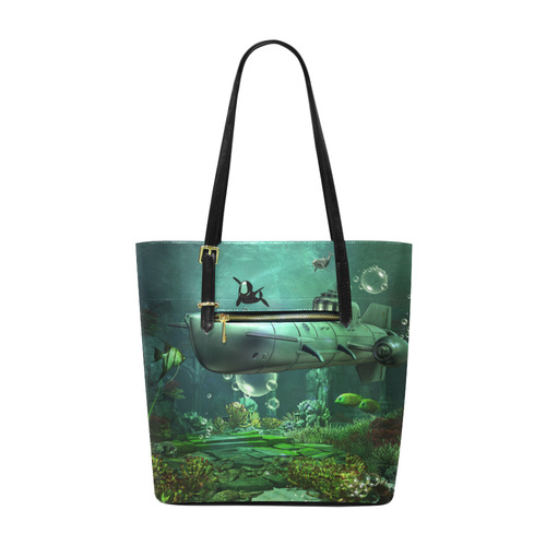 Awesome submarine with orca Euramerican Tote Bag/Small (Model 1655)