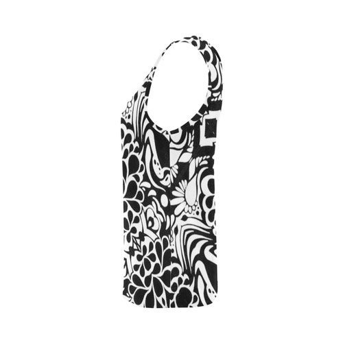 70s Wall Paper Black and White All Over Print Tank Top for Women (Model T43)