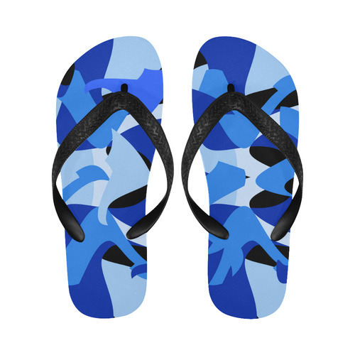 A201 Abstract Blues Flip Flops for Men/Women (Model 040)