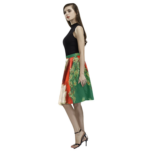 Jolly Ole Santa Pixel Melete Pleated Midi Skirt (Model D15)