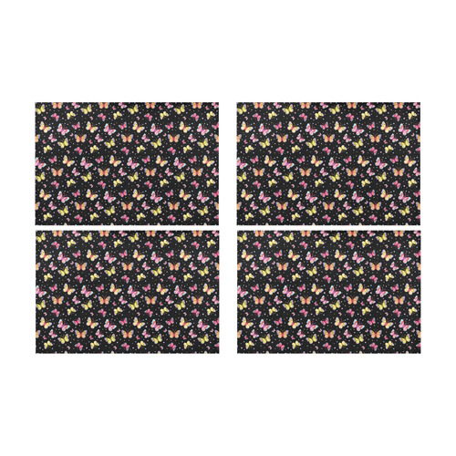 Watercolor Butterflies Black Edition Placemat 12’’ x 18’’ (Set of 4)
