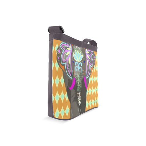 Painted Indian Elephant Geometric Background Crossbody Bags (Model 1613)
