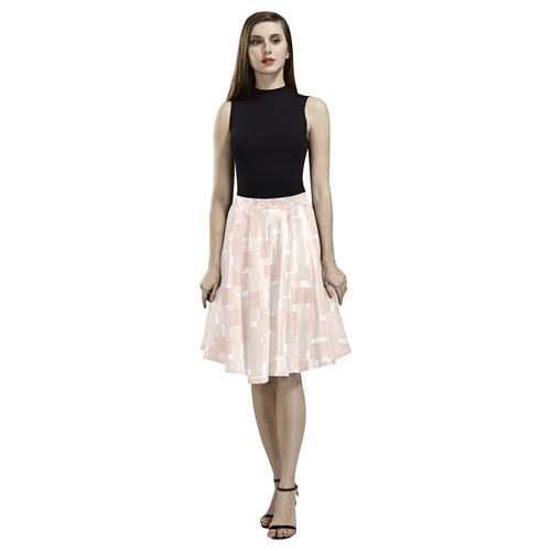 Pale Dogwood Pixels Melete Pleated Midi Skirt (Model D15)