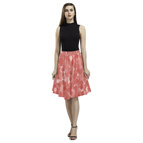 Aurora Red Bubbles Melete Pleated Midi Skirt (Model D15)