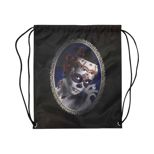 Sugarskullgirl with Spider Large Drawstring Bag Model 1604 (Twin Sides)  16.5"(W) * 19.3"(H)