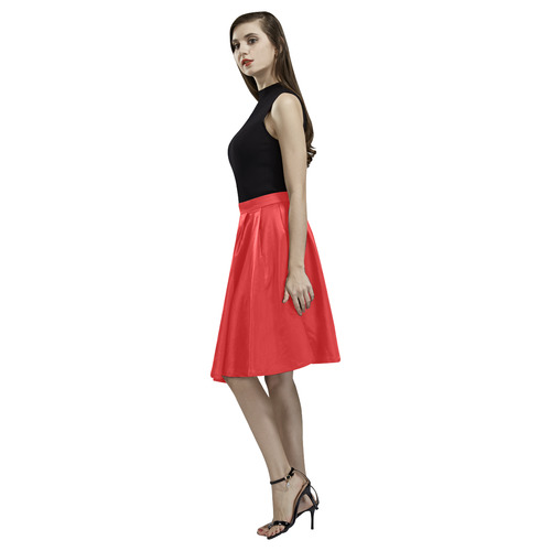 Fiery Red Melete Pleated Midi Skirt (Model D15)