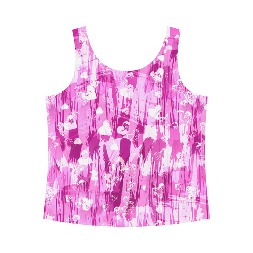 Pink Grunge Love All Over Print Tank Top for Women (Model T43)