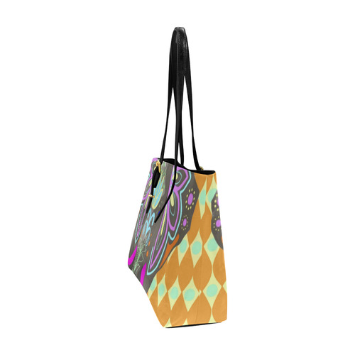 Painted Indian Elephant Geometric Background Euramerican Tote Bag/Large (Model 1656)