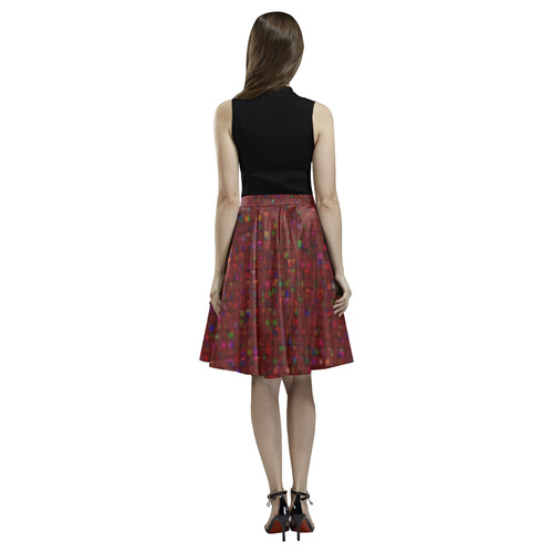 Antique Texture Garnet Melete Pleated Midi Skirt (Model D15)