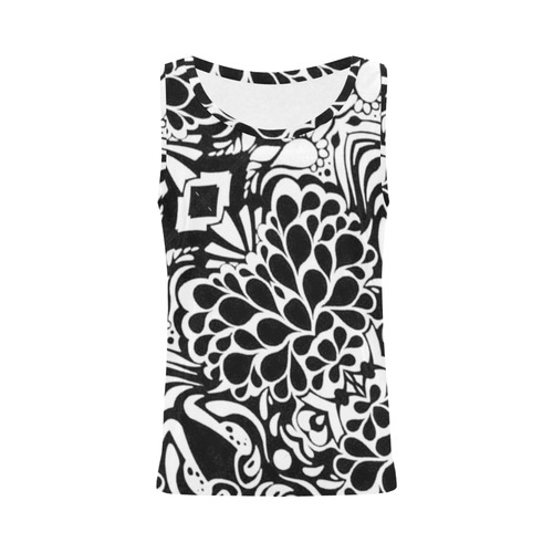 70s Wall Paper Black and White All Over Print Tank Top for Women (Model T43)