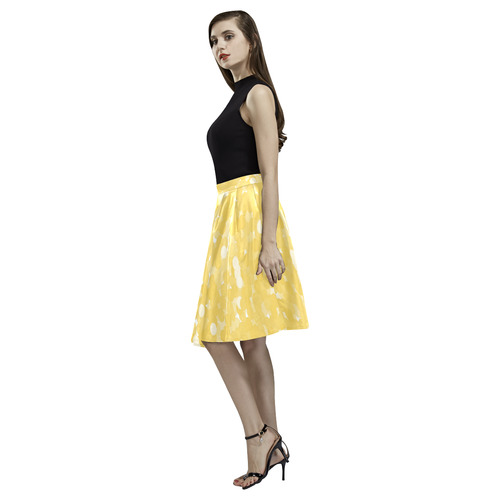 Primrose Yellow Bubbles Melete Pleated Midi Skirt (Model D15)