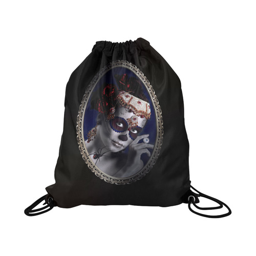 Sugarskullgirl with Spider Large Drawstring Bag Model 1604 (Twin Sides)  16.5"(W) * 19.3"(H)