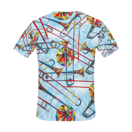 Men's T Shirt Colorful Trombone Art Print By Juleez All Over Print T-Shirt for Men (USA Size) (Model T40)