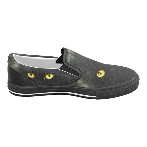 Black Cat Slip-on Canvas Shoes for Kid (Model 019)