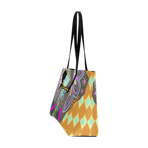 Painted Indian Elephant Geometric Background Euramerican Tote Bag/Large (Model 1656)