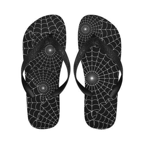 Halloween Spiderwebs - White Flip Flops for Men/Women (Model 040)