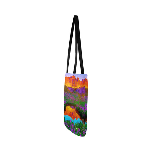 Sunset Landscape Purple Floral Red Mountains Reusable Shopping Bag Model 1660 (Two sides)